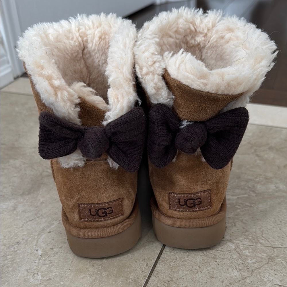 UGG Brown Shearling Boots with Bows